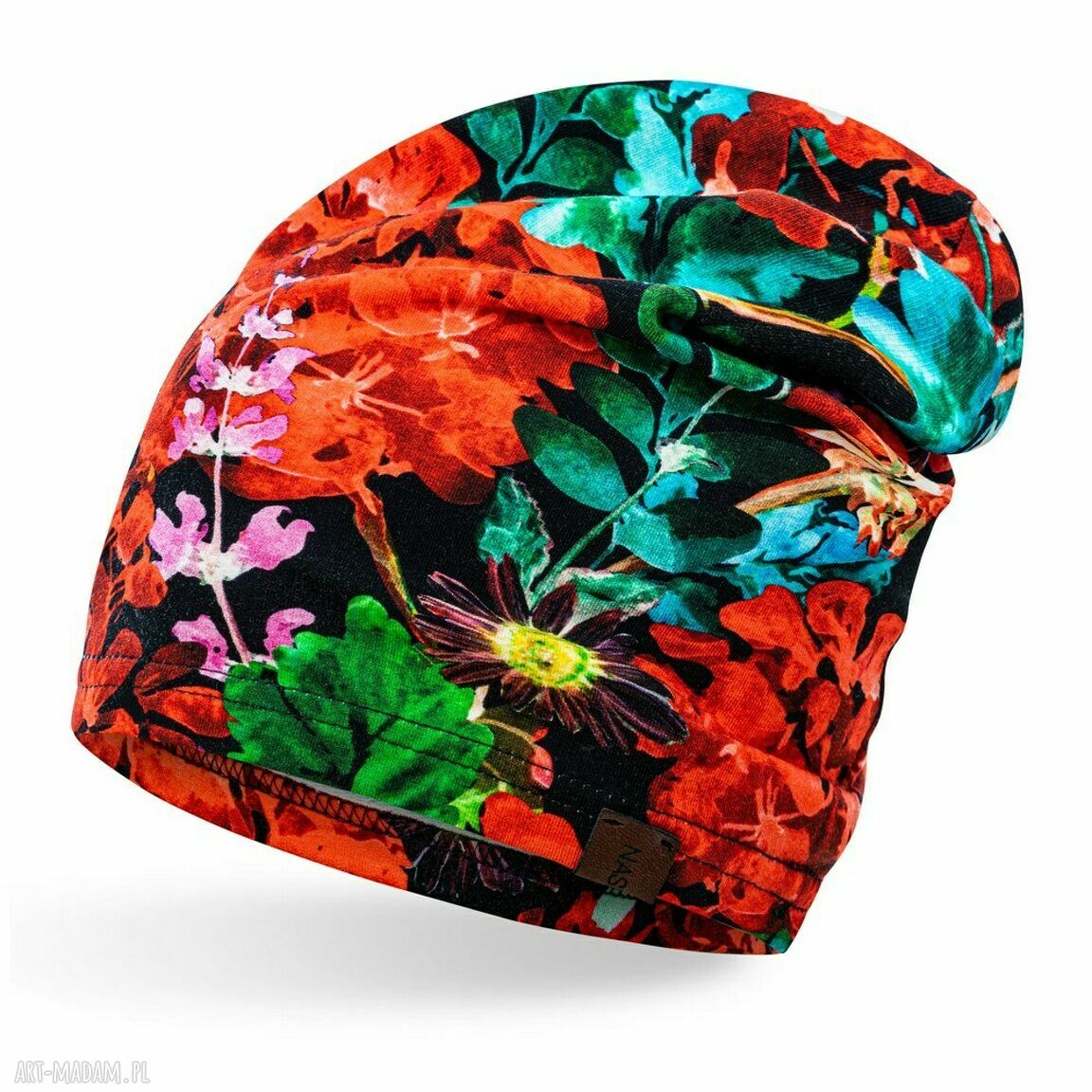 Czapka unisex jesienna cieplutka smerfetka damska beanie beżowa