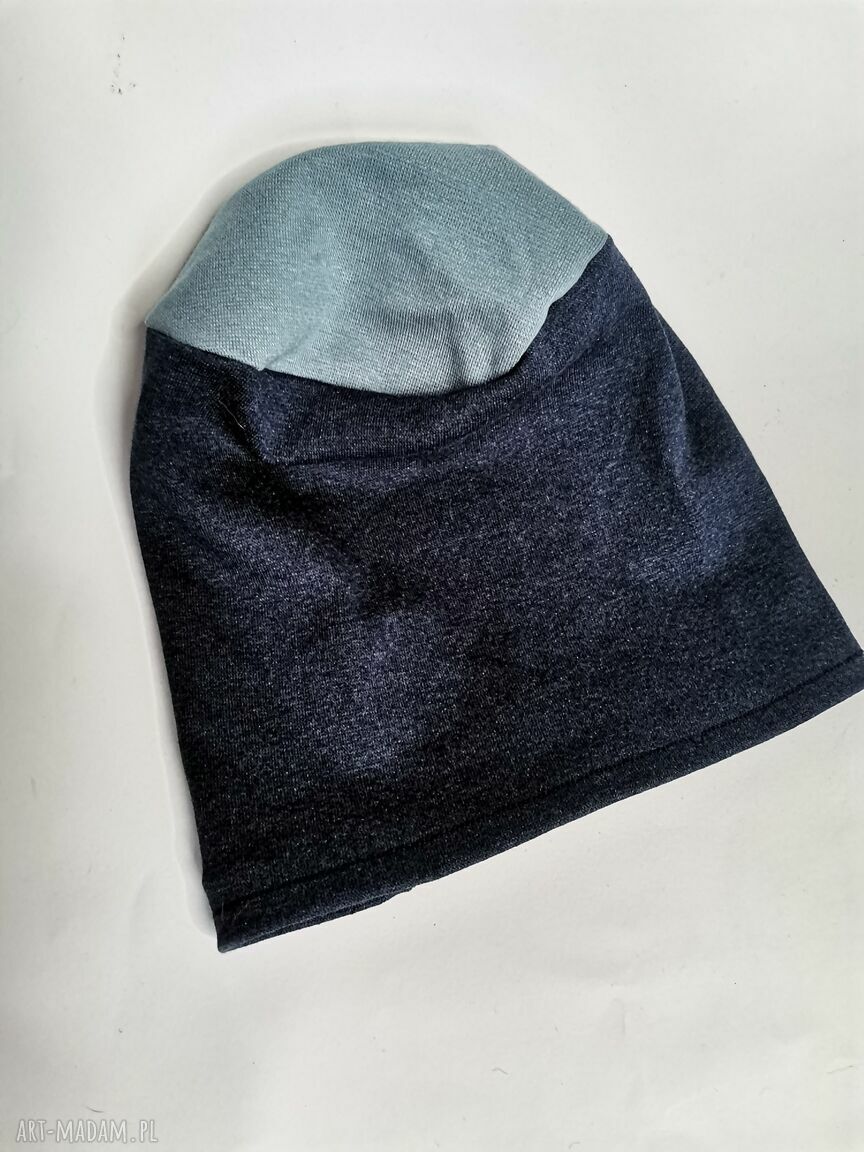Czapka unisex na wiosnę bez podszewki - niebieska, ręcznie wykonana