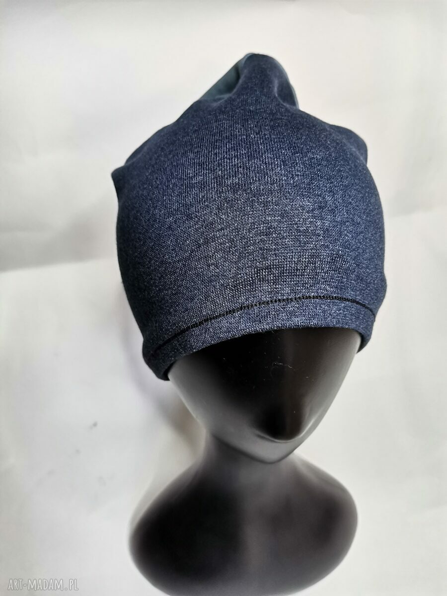 Czapka unisex na wiosnę bez podszewki - niebieska, ręcznie wykonana