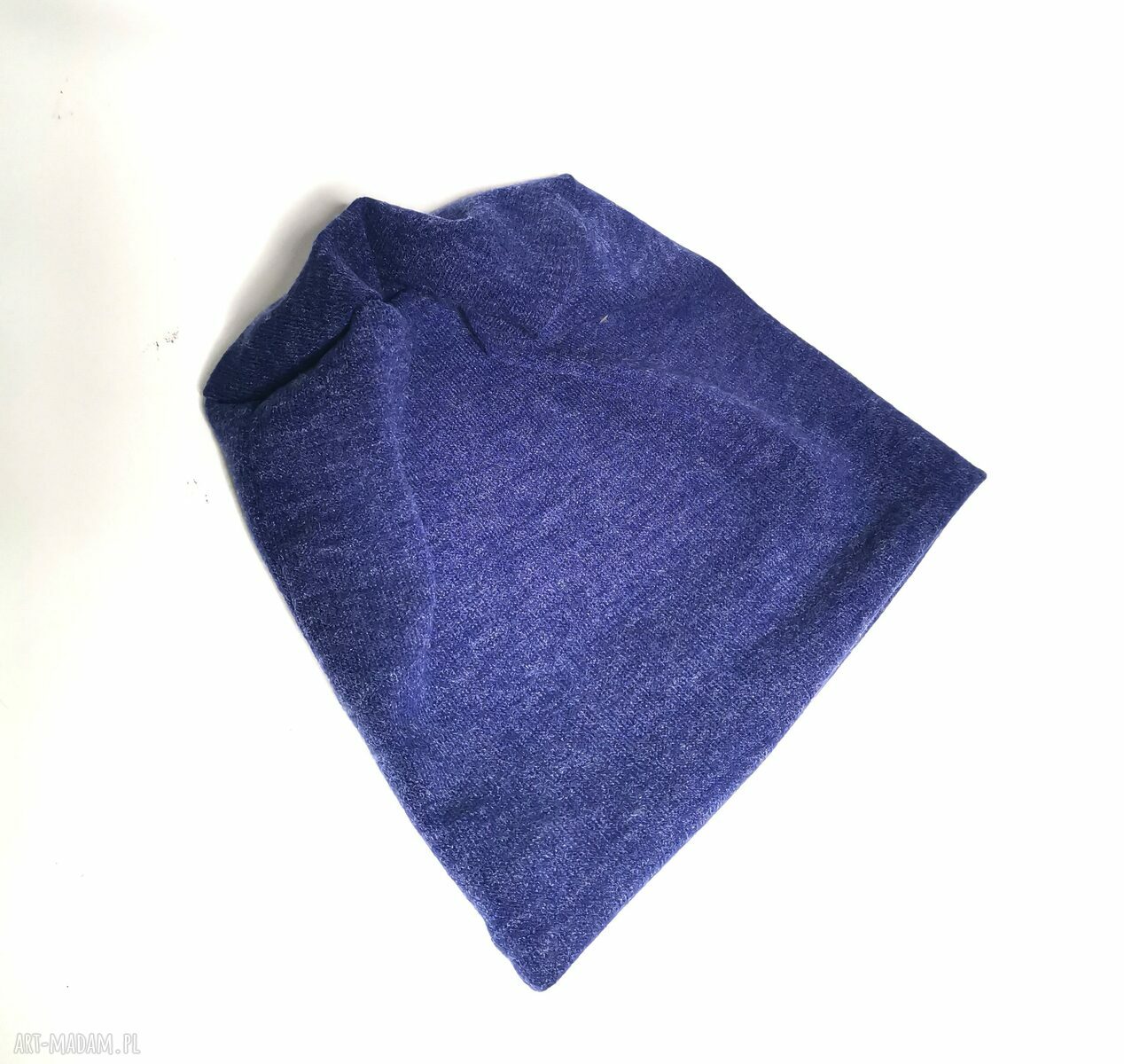 Czapka unisex boho etno z frędzlami - one size na podszewce w granatowym kolorze