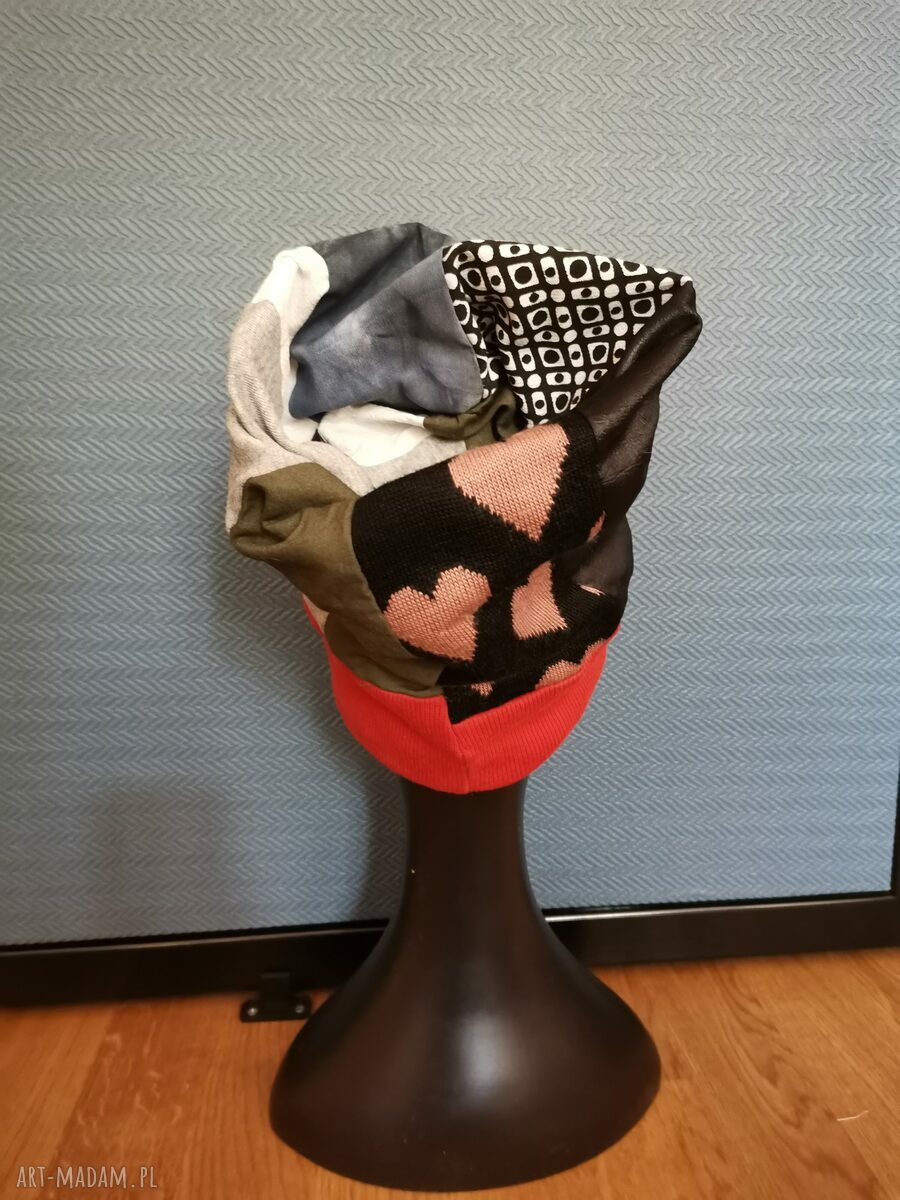 Czapka uniwersalna „Smerfetka” na podszewce - 35 cm i turbanowy tył (boho)