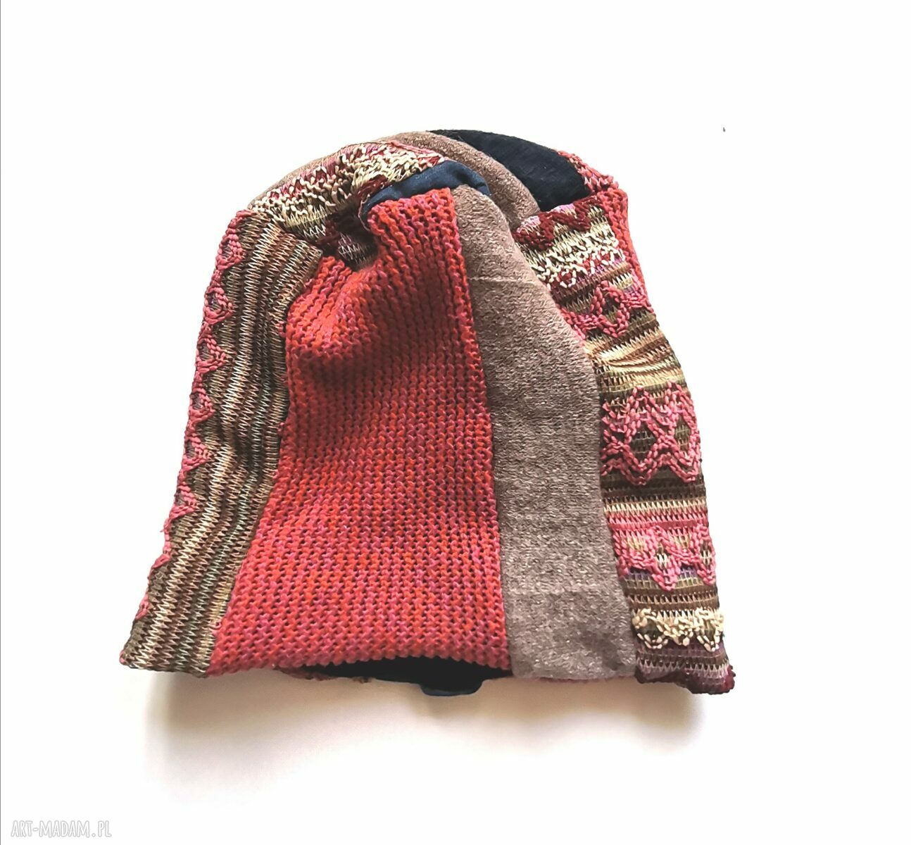Czapka uniwersalna na podszewce Box W1 - zimowy boho komfort
