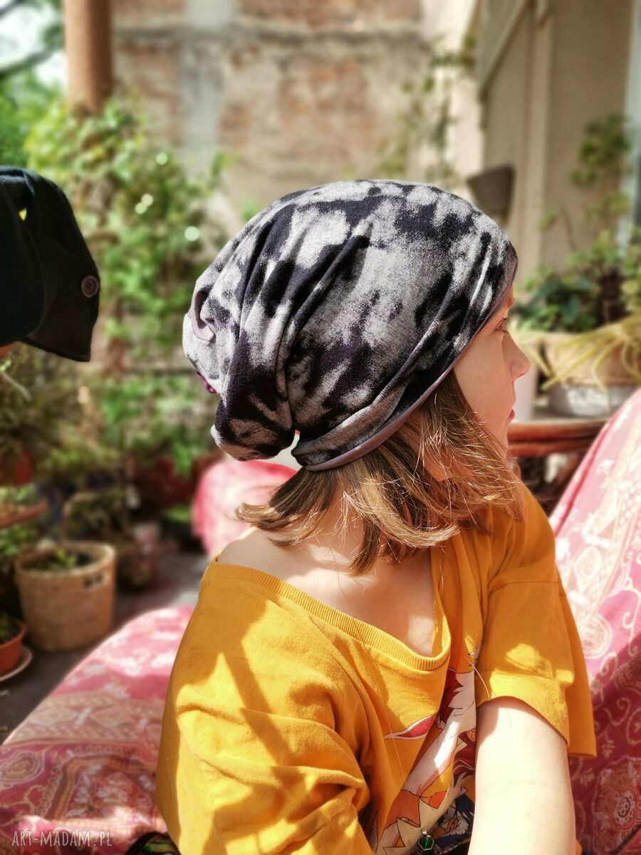Czapka boho Frida z frędzlami - wiosenna na podszewce (rozmiar uniwersalny)
