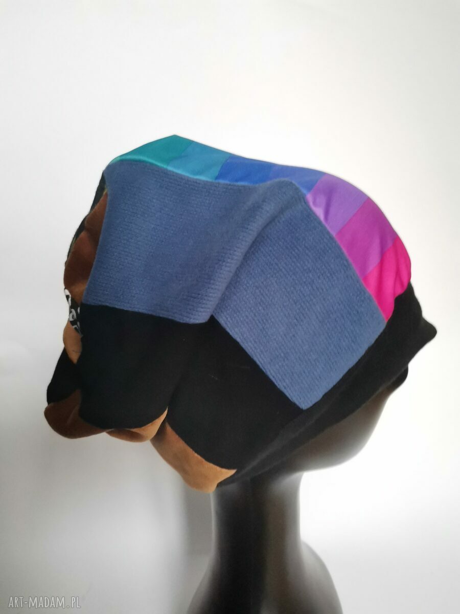 Czapka uniwersalna na podszewce - folk patchwork boho