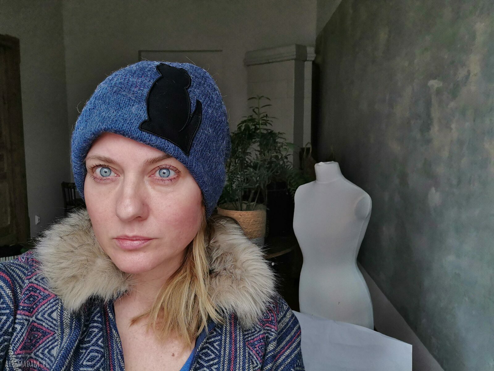 Czapka boho Frida - damska, uniwersalna, kotka na podszewce