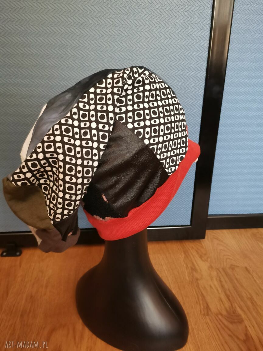 Czapka uniwersalna „Smerfetka” na podszewce - 35 cm i turbanowy tył (boho)