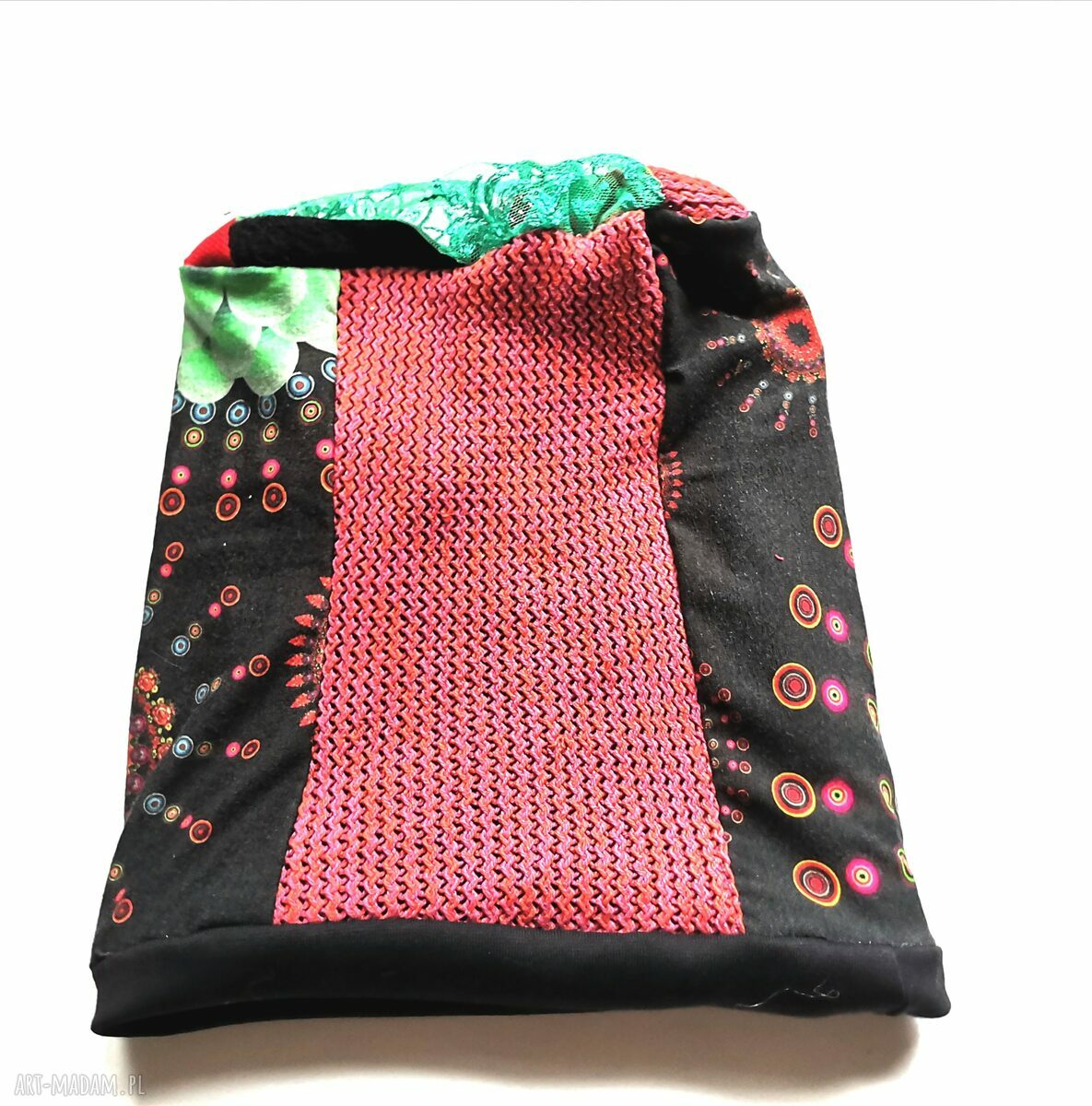 Czapka uniwersalna na podszewce box T1 - ręcznie robiona boho folk