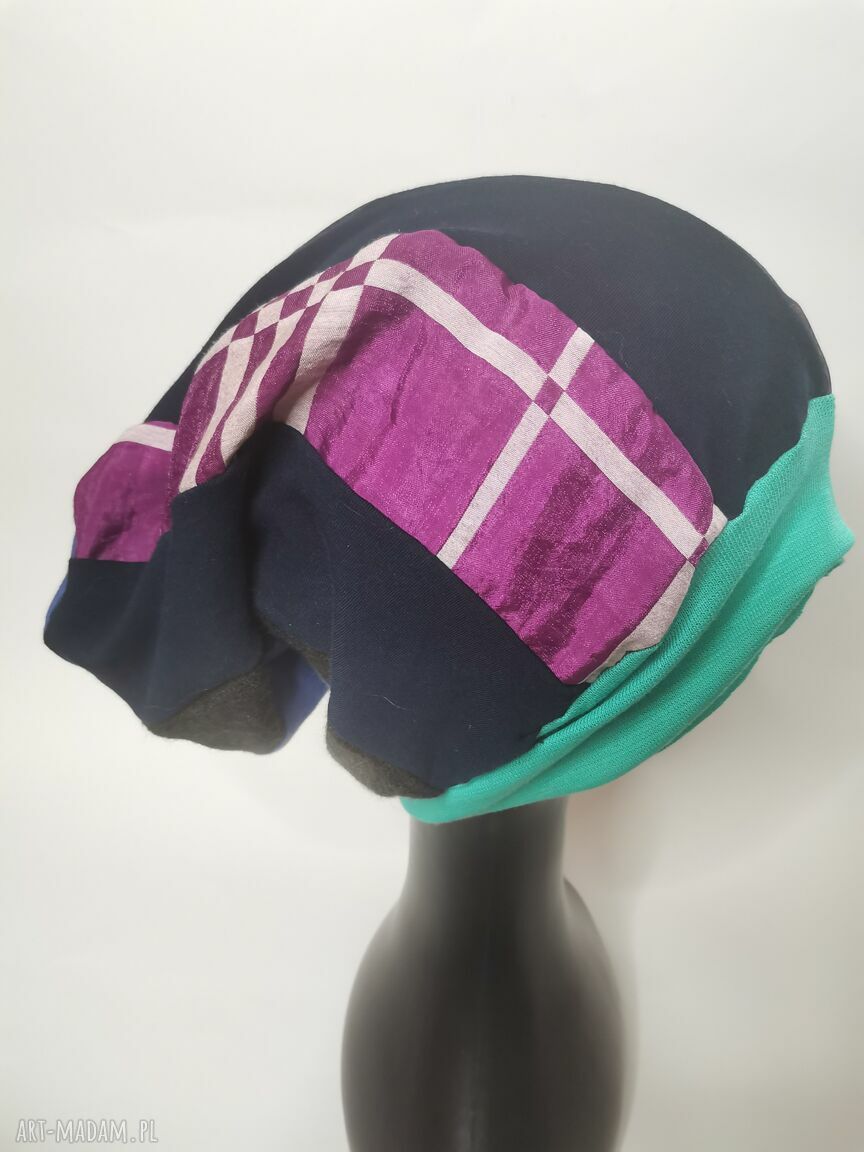Czapka uniwersalna na podszewce Smerfetka - handmade do codziennych wyjść
