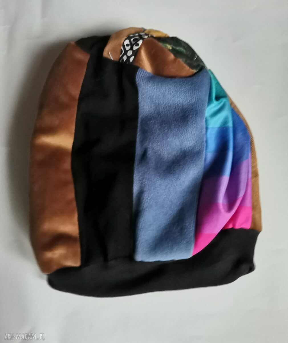 Czapka uniwersalna na podszewce - folk patchwork boho