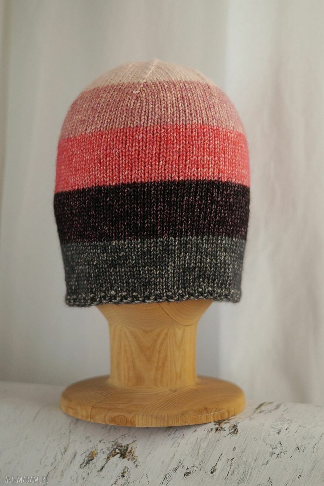 Czapka w pasy handmade - lekka czapka unisex