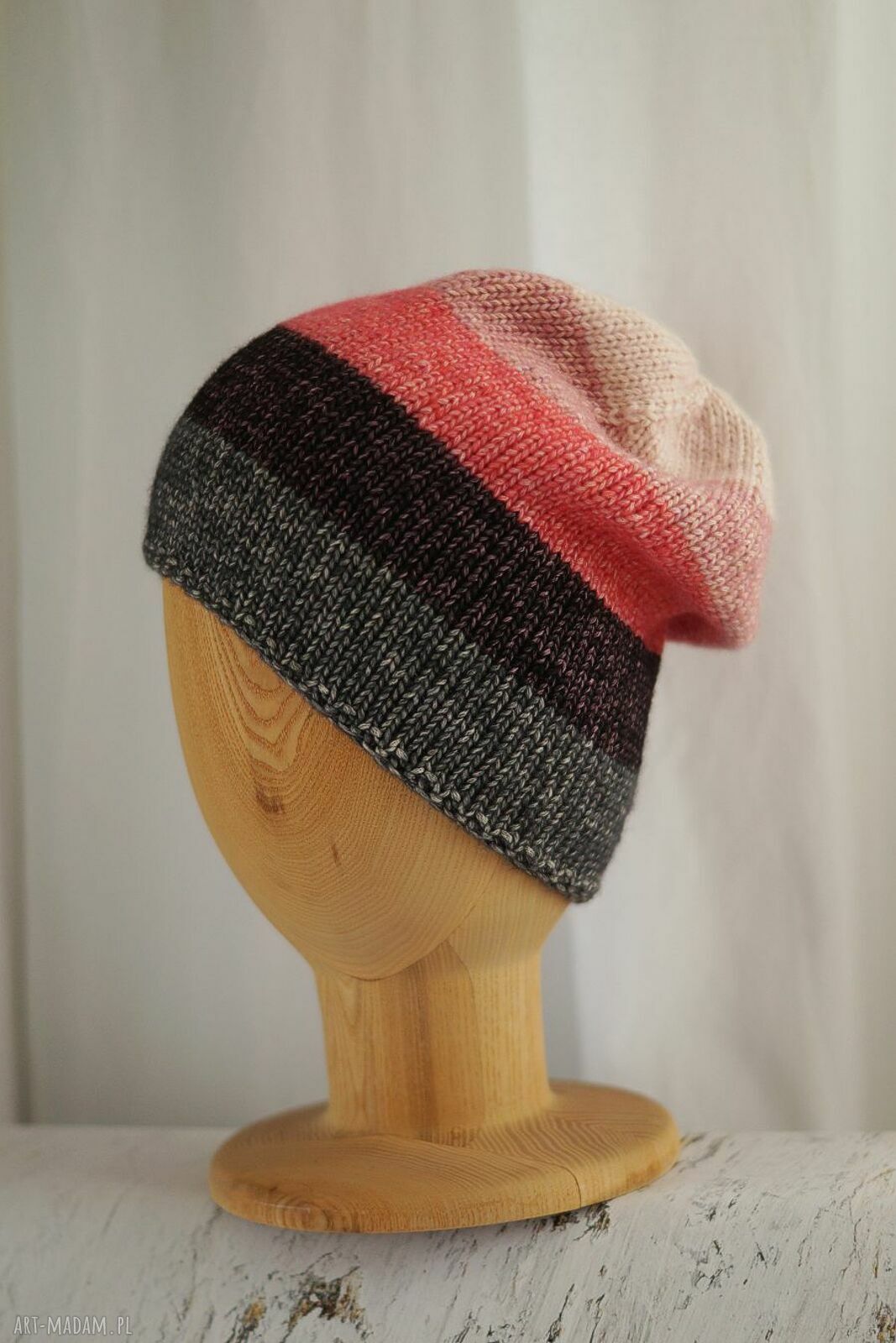 Czapka w pasy handmade - lekka czapka unisex