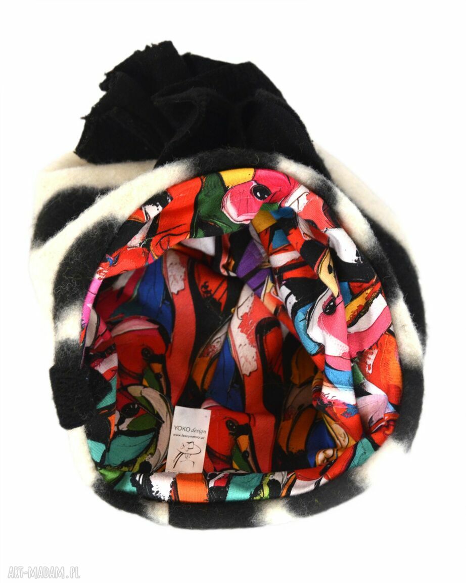 Czapka wełniana Zebra - handmade z włoskiej wełny