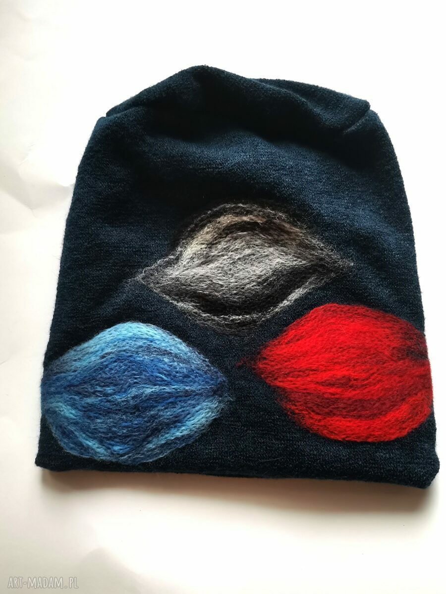 Czapka wełniana handmade na podszewce - rozmiar uniwersalny