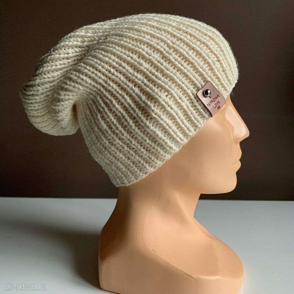 Czapka wełniana NANA 100% Baby Merino w kolorze ecru