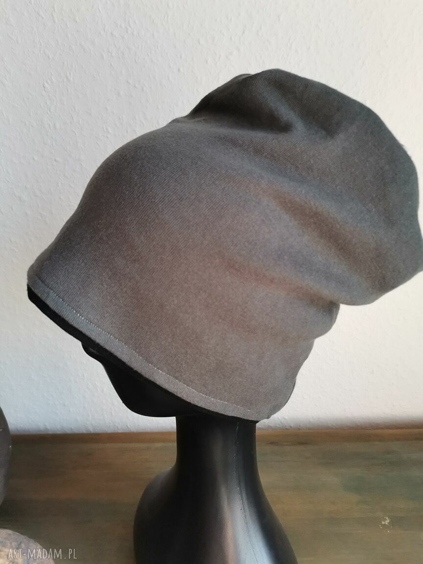 Czapka wiosenna smerfetka na podszewce - ręcznie farbowana, boho etno (Ruda Klara)