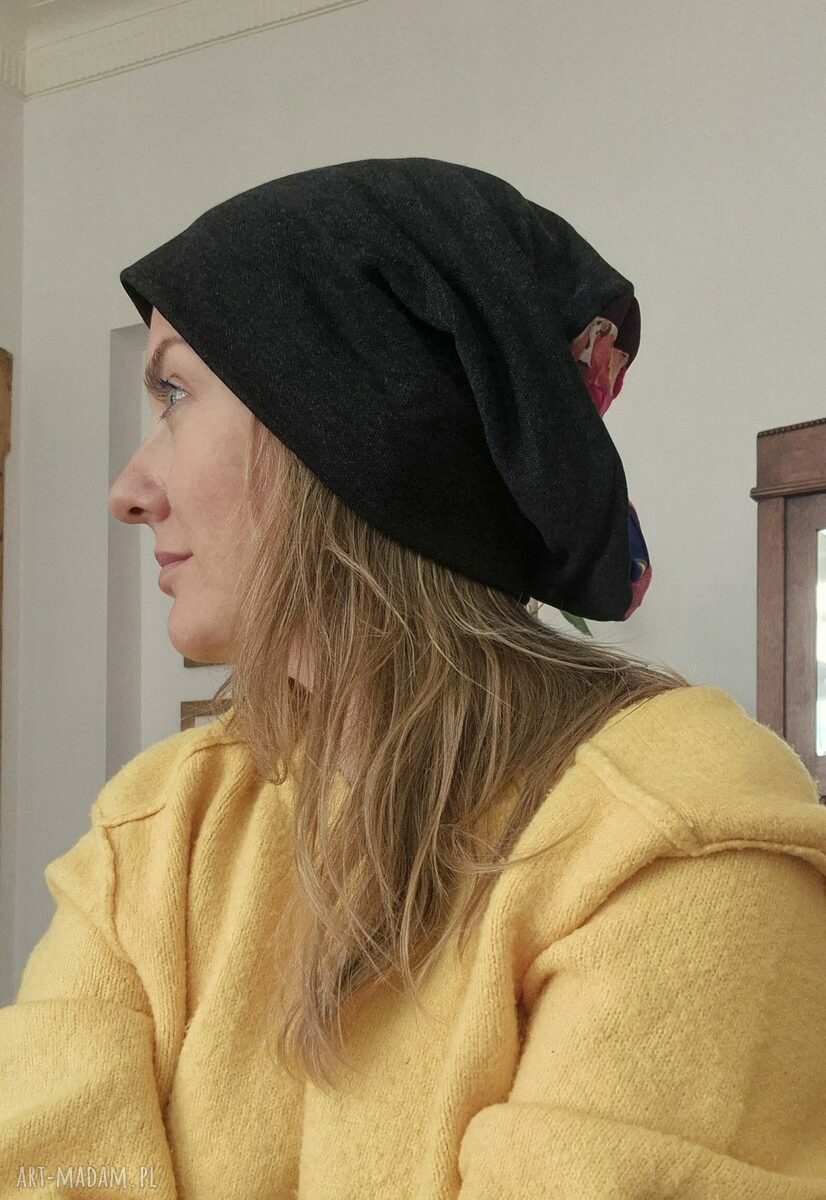 Czapka wiosenna na podszewce - rozmiar uniwersalny, damska handmade