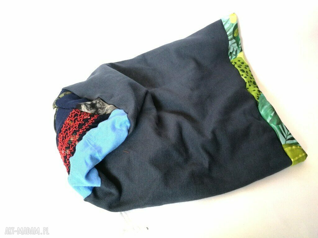Kolorowa czapka wiosenna Etno-Boho na podszewce - handmade 57-58 cm