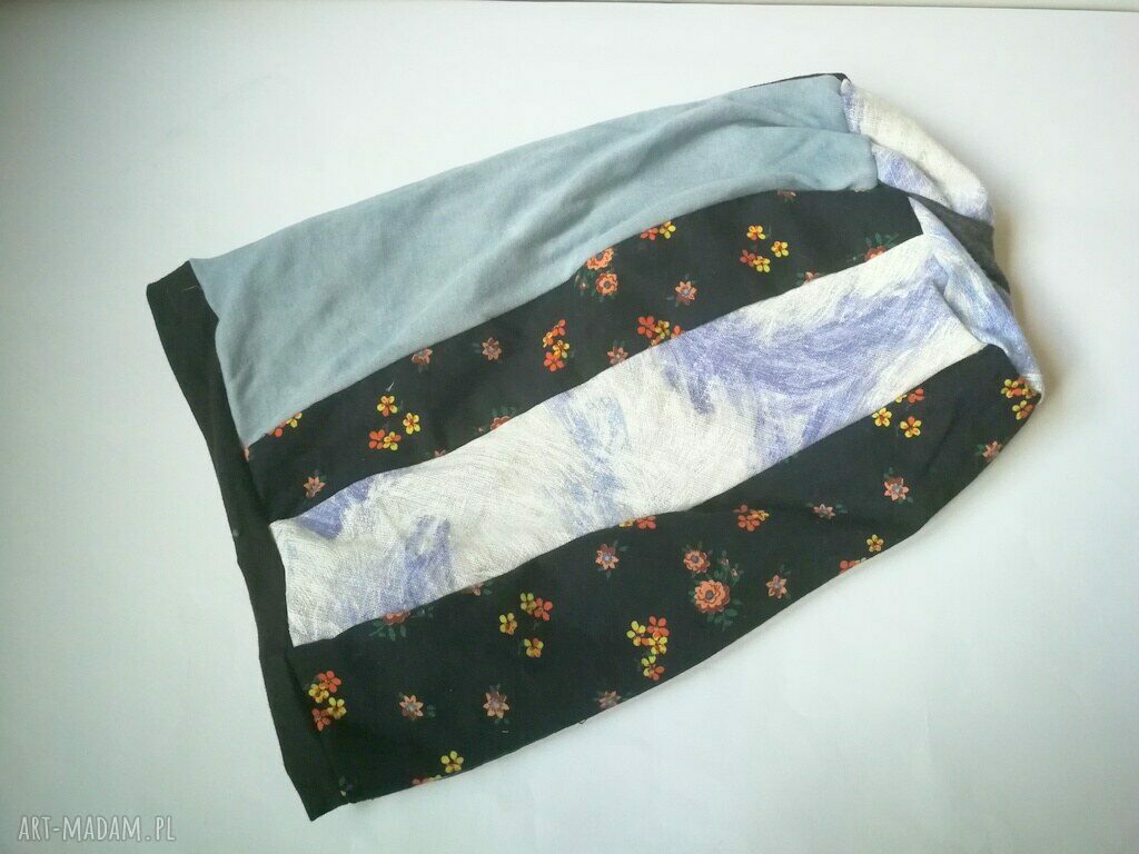 Czapka wiosenna etno boho patchwork na podszewce - 57-58 cm