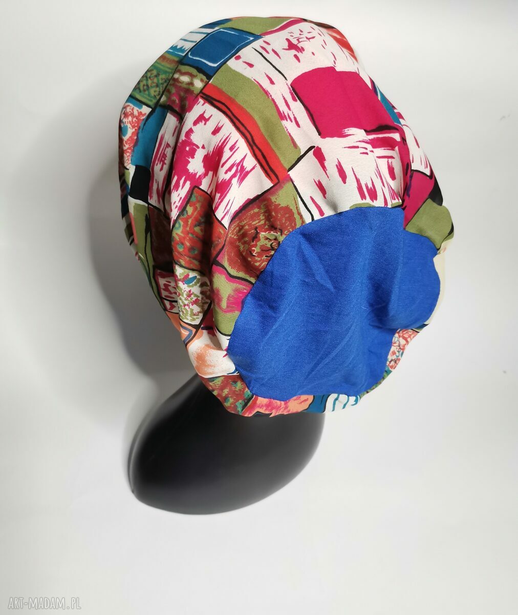 Czapka wiosenna Smerfetka na podszewce - rozmiar uniwersalny, boho hipisowska
