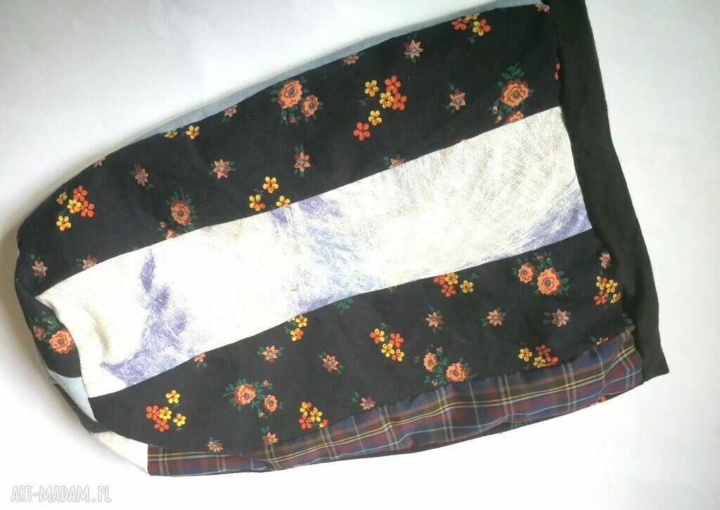 Czapka wiosenna etno boho patchwork na podszewce - 57-58 cm