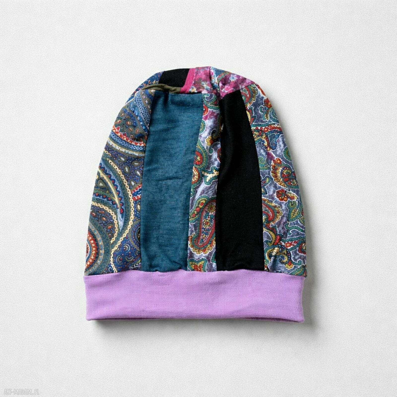 Czapka wiosenna patchworkowa na podszewce - rozmiar uniwersalny hand-made