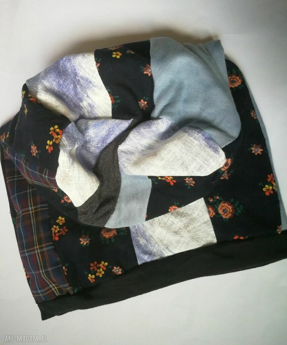 Czapka wiosenna etno boho patchwork na podszewce - 57-58 cm
