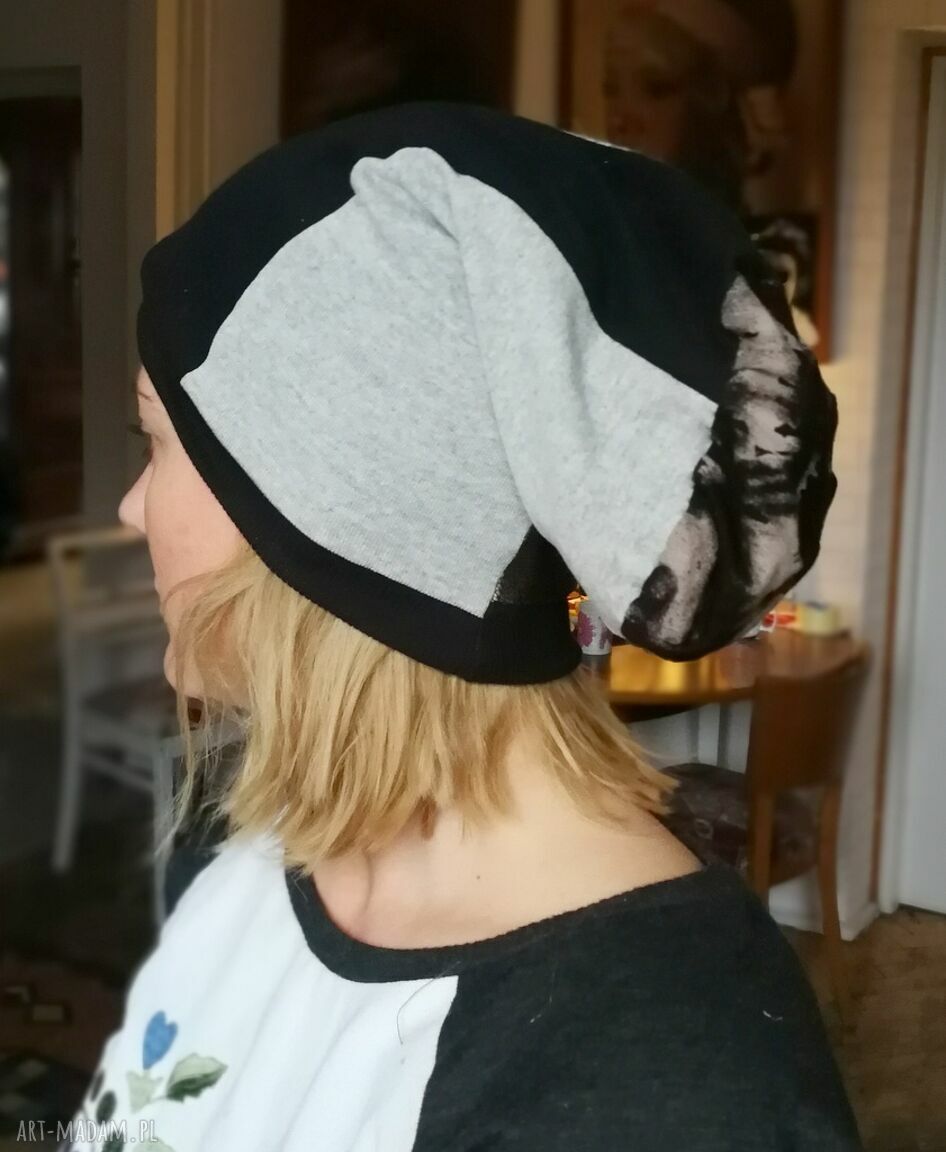 Czapka wiosenna damska patchworkowa na podszewce - etno folk