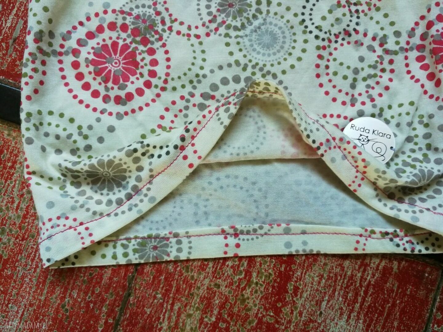 Czapka wiosenna sportowa bez podszewki - folk boho, obwód 59-61 cm