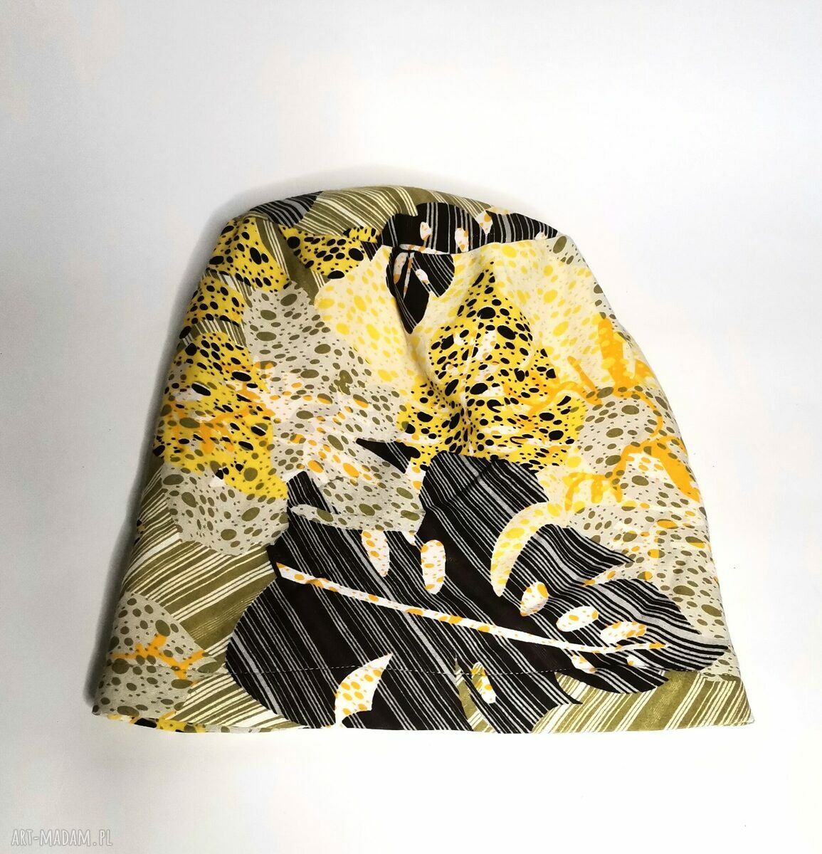 Czapka wiosenna na podszewce 58-59 cm - wygodny boho/folk na co dzień