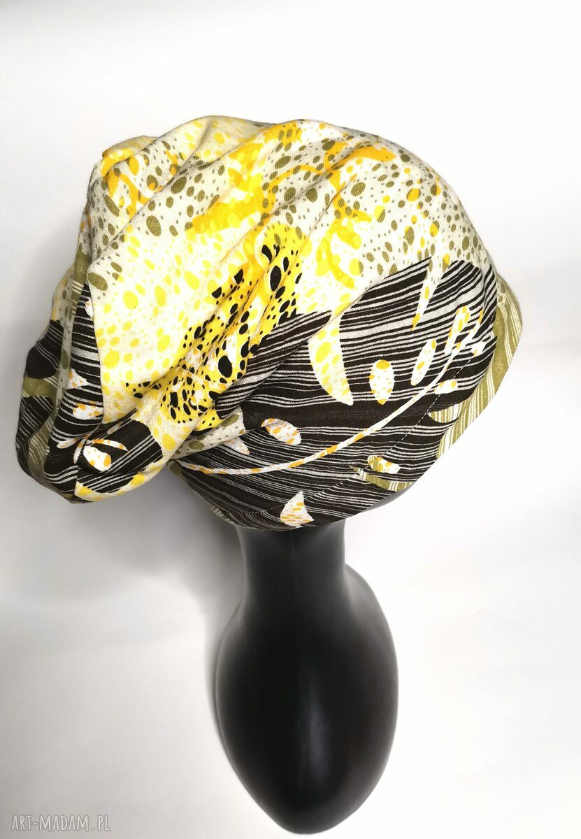 Czapka wiosenna na podszewce 58-59 cm - wygodny boho/folk na co dzień