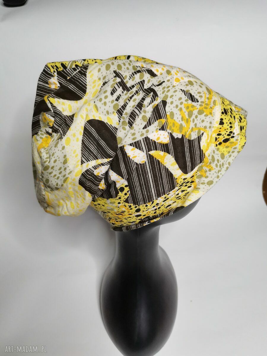 Czapka wiosenna na podszewce 58-59 cm - wygodny boho/folk na co dzień