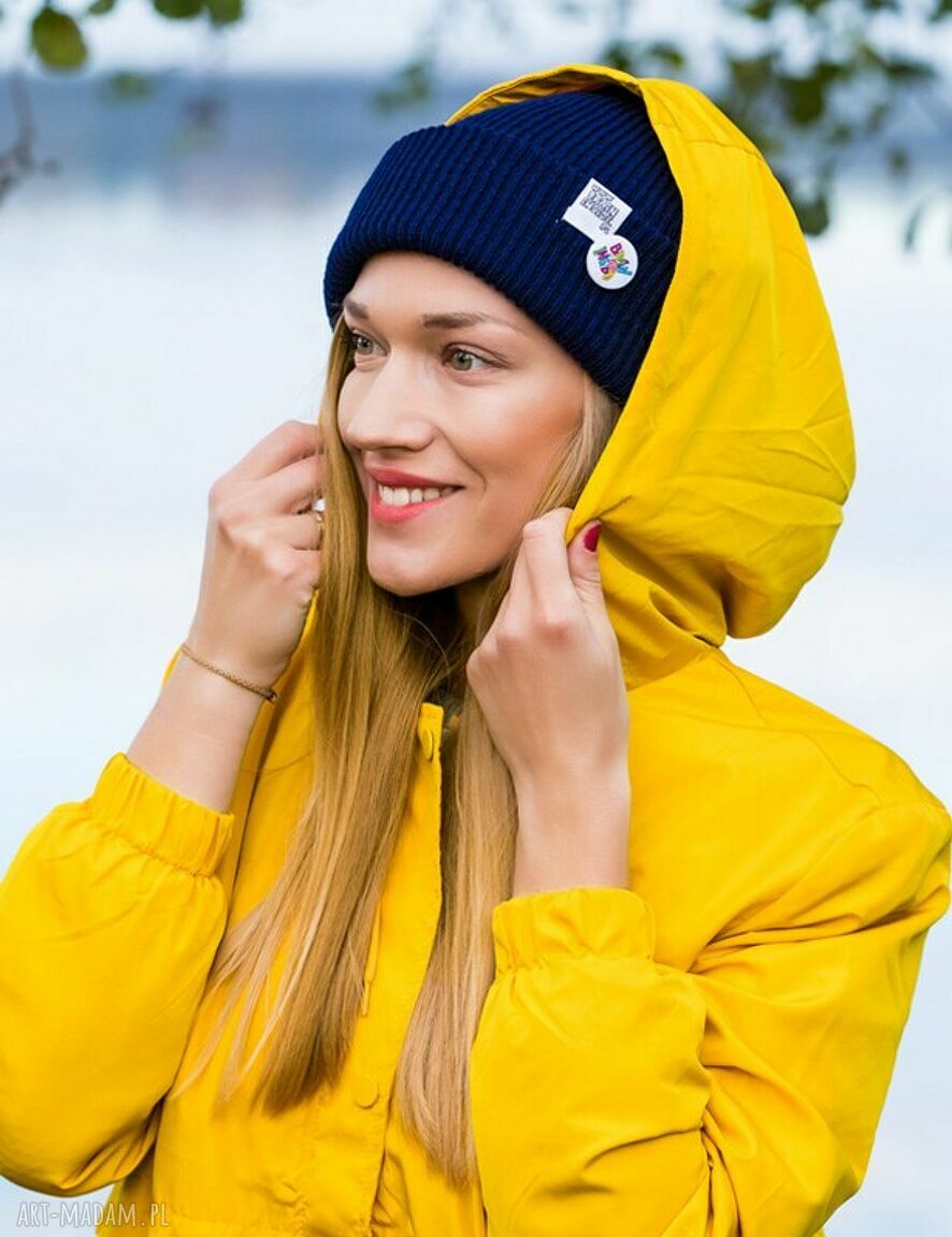 Czapka Wywijana DWUSTRONNA logo kolorowe Ciemny Granat Navy