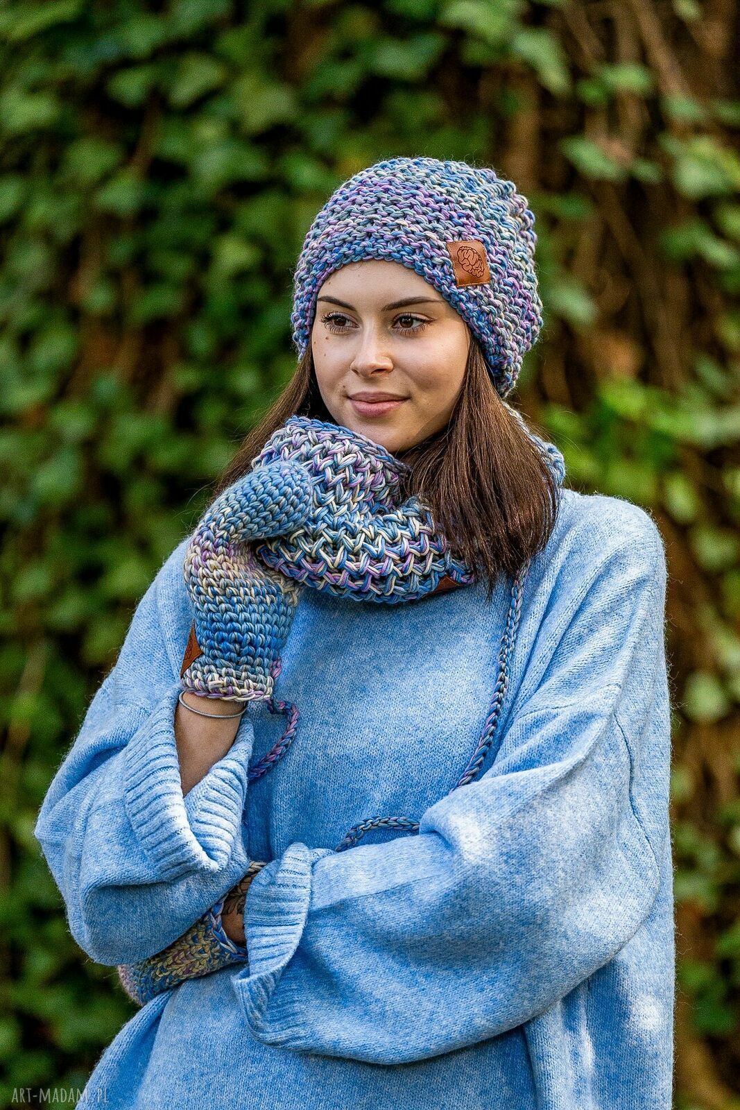 Czapka MERINO 100% Neverland „Pastele” z bawełnianą podszewką - premium ciepło