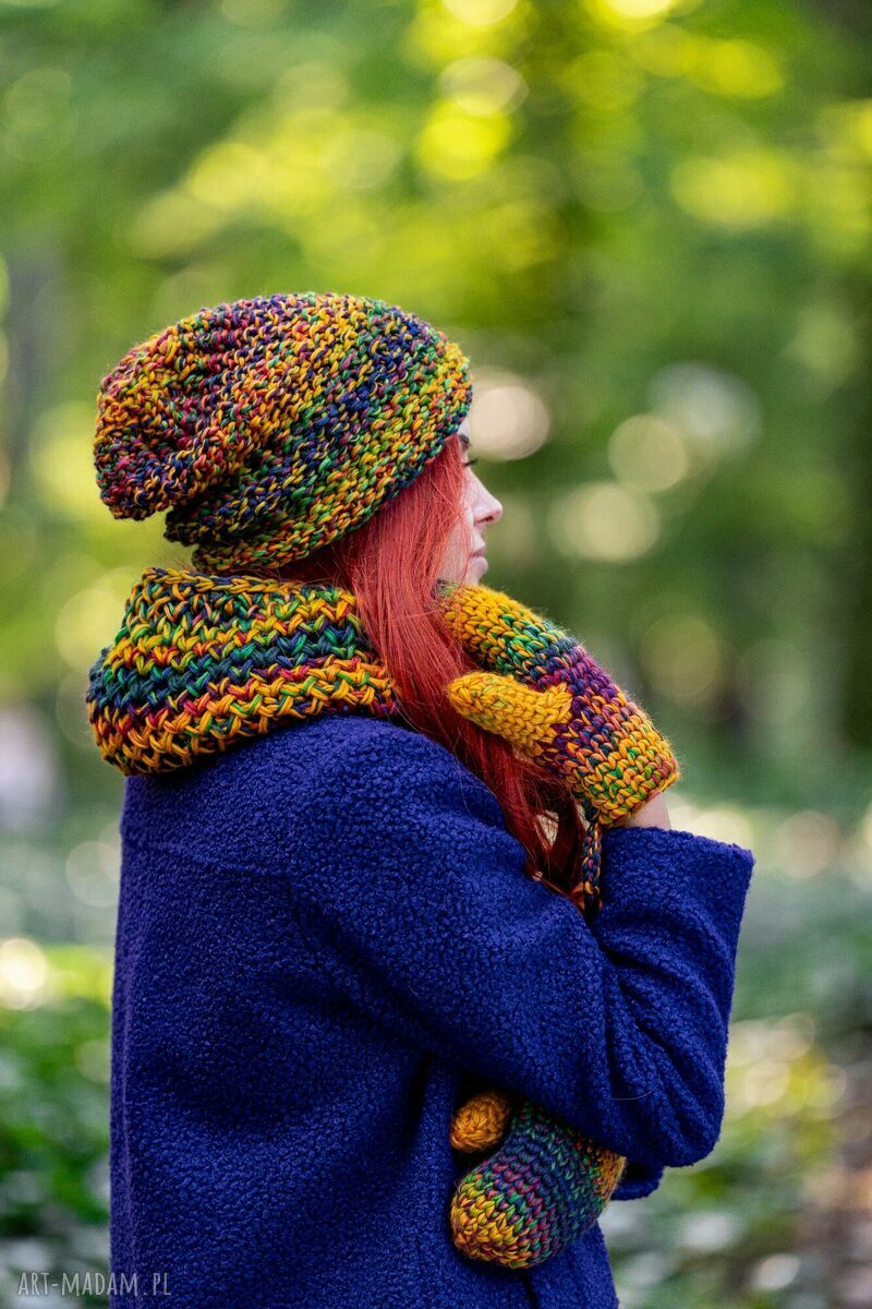 Czapka MERINO 100% Neverland „Kolory” z podszewką bawełnianą - komfort bez drapania