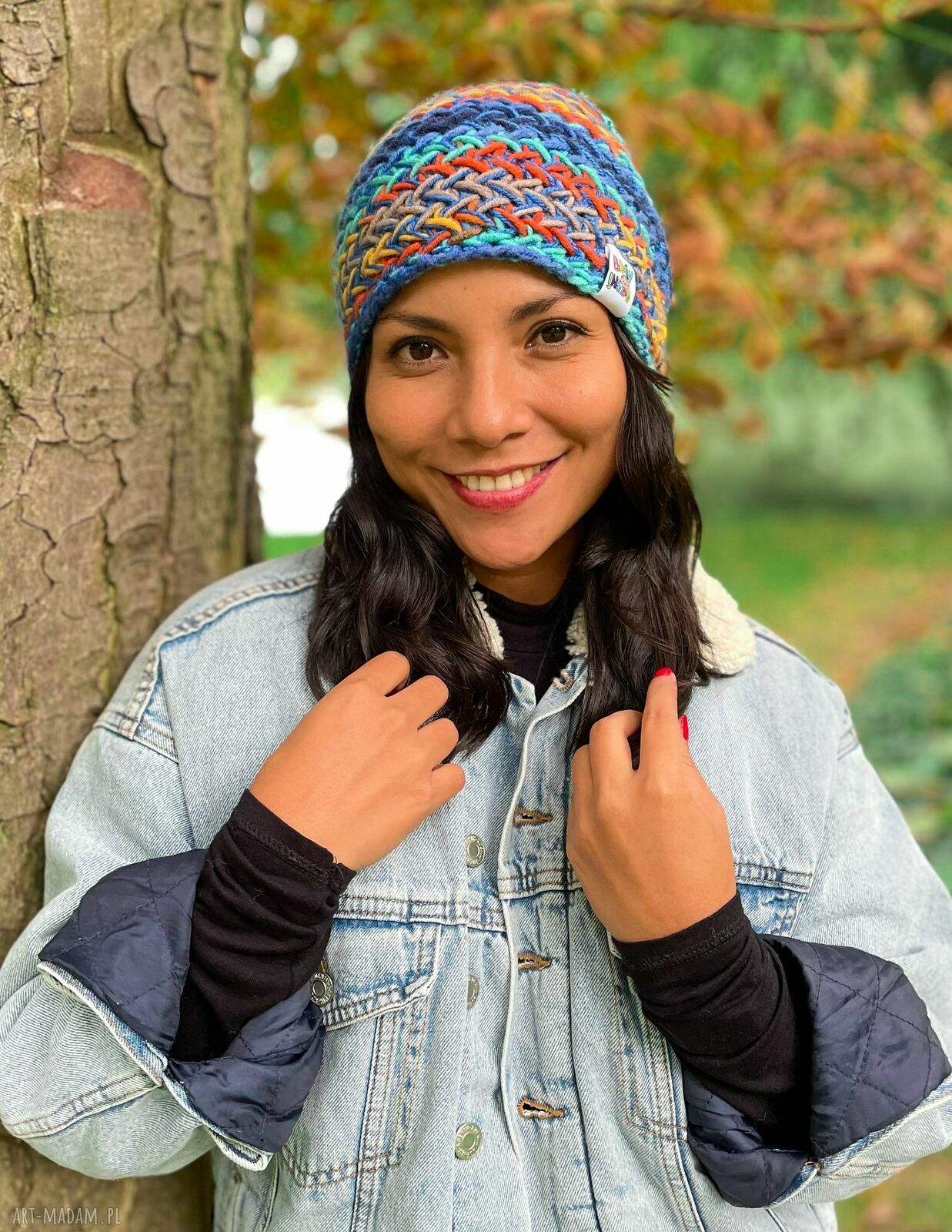 Ciepła i luźna czapka merino 50% „Górski potok” Explorer - handmade dla Ciebie