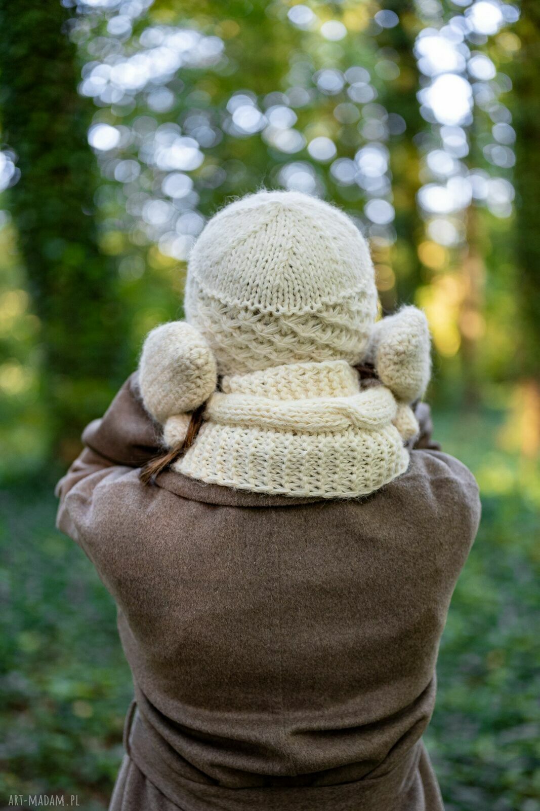 Czapka MERINO Hope Beżowy ecru z podszewką z jedwabiu