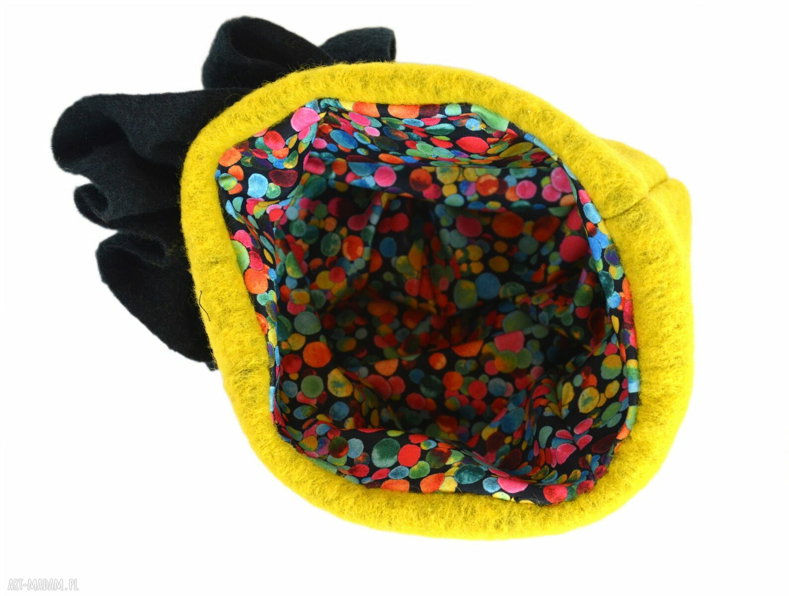 Żółta czapka z włoskiej wełny - ręcznie szyta (57-58 cm)