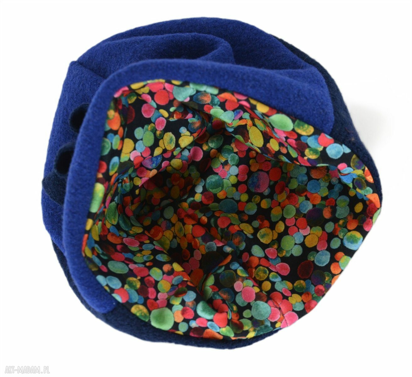 Czapka z włoskiej wełny 57-58 cm - granatowa w niebieskim klimacie