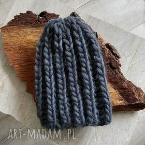 woolissocool czapka zimowa beanie chunky dark grey