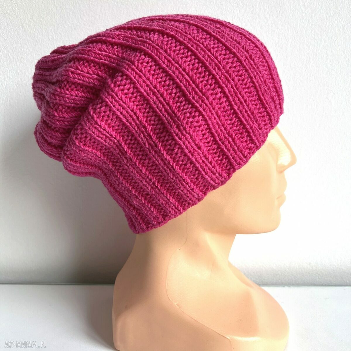 Czapka zimowa damska HELLI 100% Baby Merino w kolorze fuksji