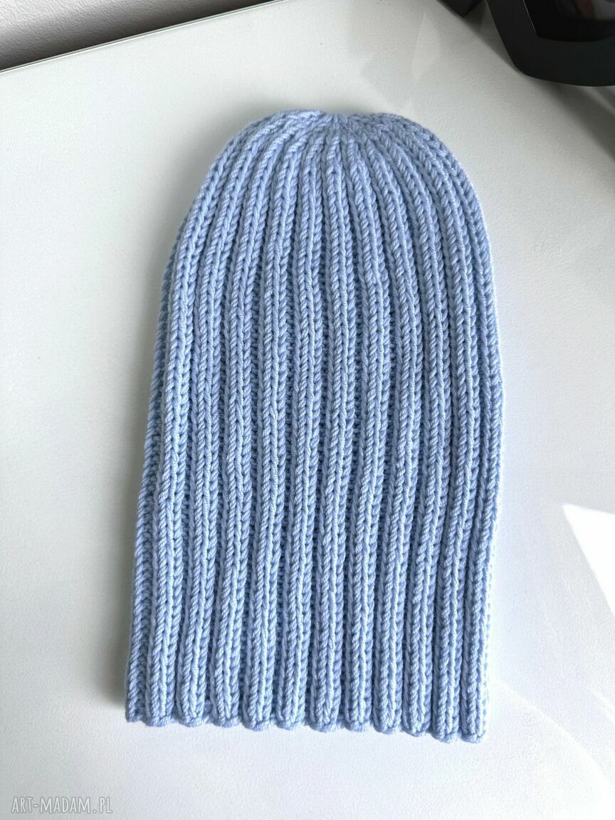 Czapka zimowa damska HELLI z 100% Baby Merino - błękitny stalowy