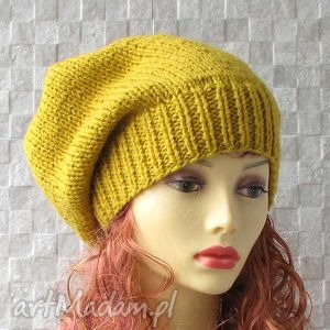 czapka zimowa musztardowa - ladies slouchy beanie