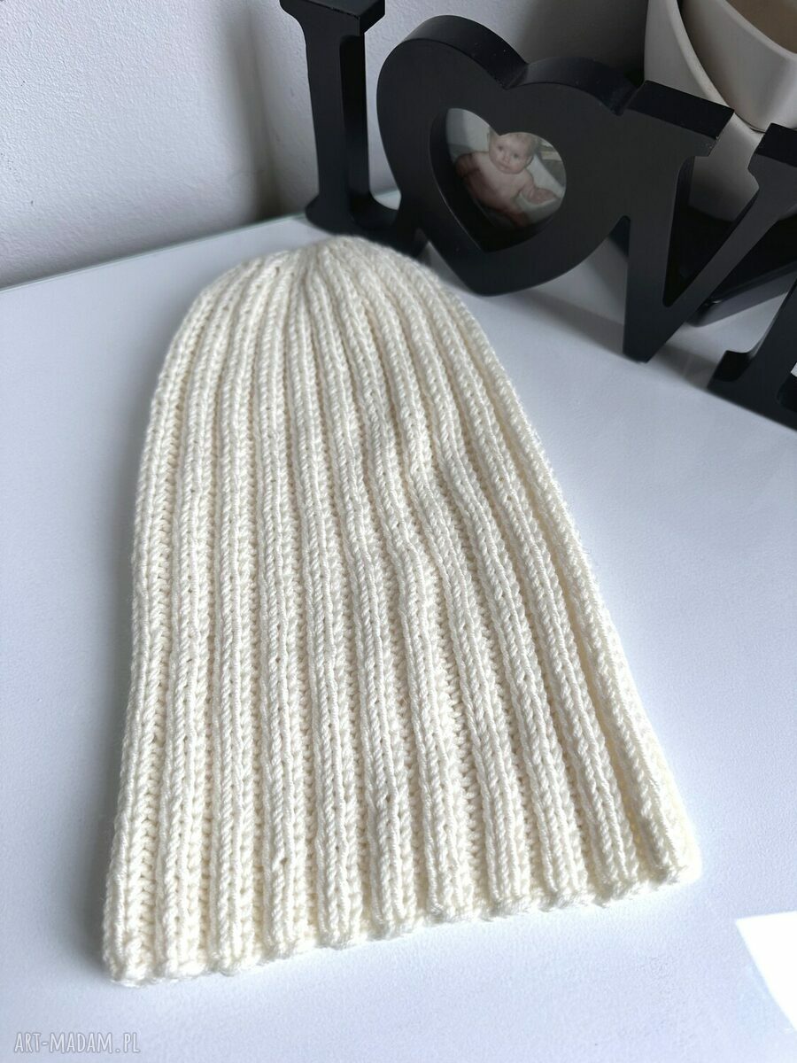 Czapka zimowa damska HELLI 100% Baby Merino - ecru