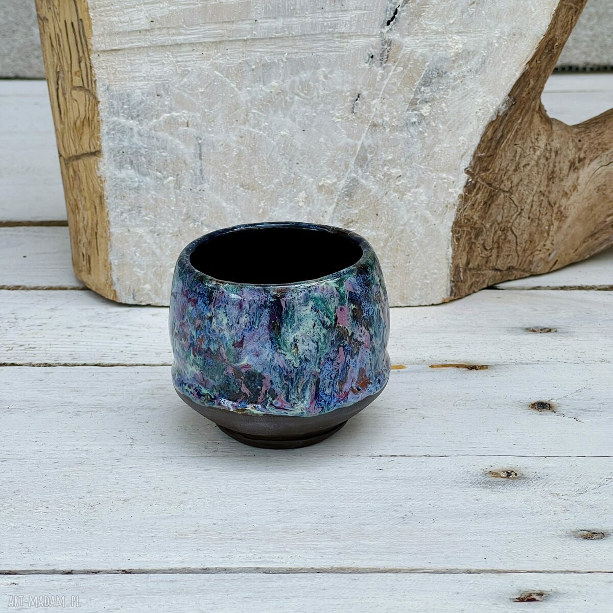 Czarka ceramiczna multikolor - rękodzieło do espresso i zielonej herbaty