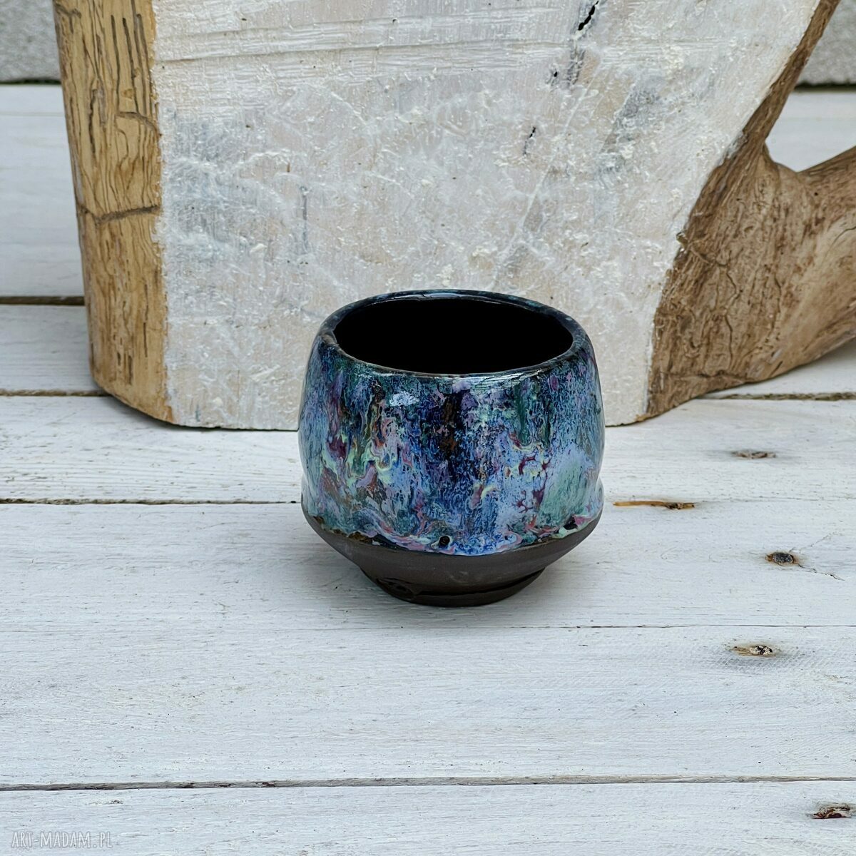 Czarka ceramiczna multikolor - rękodzieło do espresso i zielonej herbaty