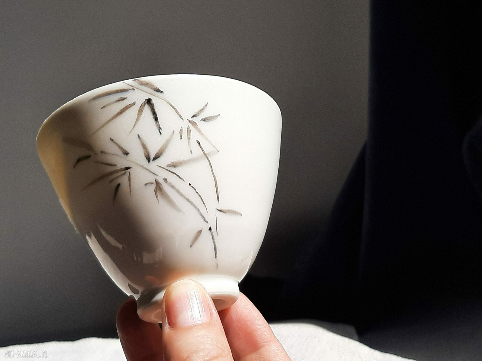 Czarka Młody Bambus - porcelanowa do herbaty lub sake, 150 ml