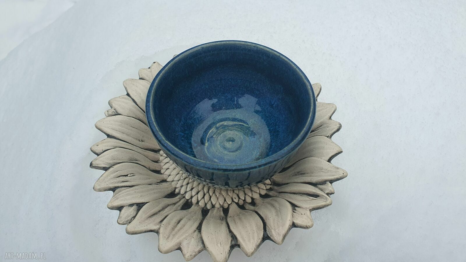 Czarka ceramiczna 200 ml na talerzyku w kształcie słonecznika