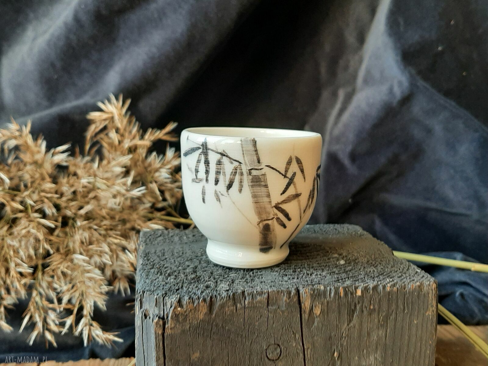 Porcelanowa czarka do sake Bambusy 40 ml - styl japoński suibokuga