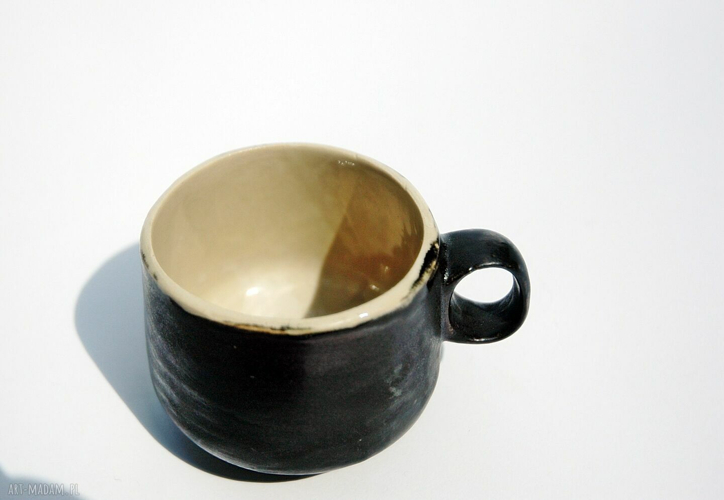 Filiżanka do espresso czarno beżowa 100 ml Ręczne wykonanie