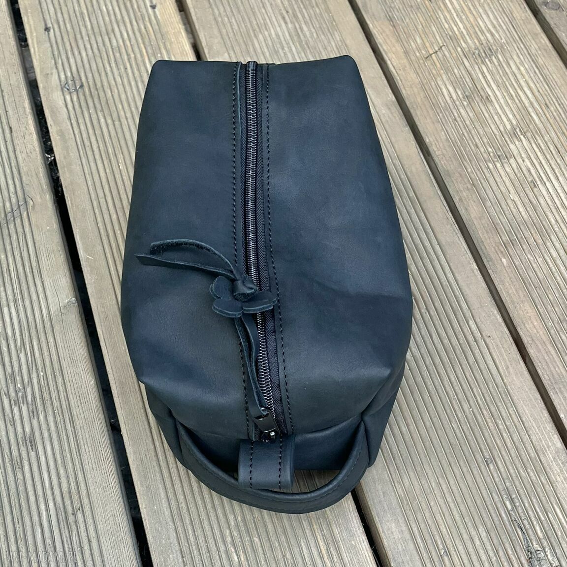 Czarna kosmetyczka skórzana duża męska torba kosmetyki pojemna